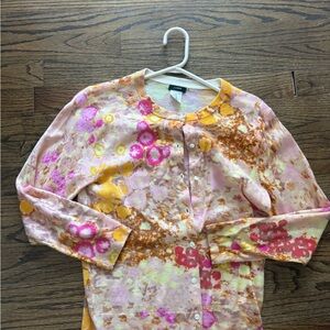 J. Crew Merino wool Colorful Floral Monet watercolor Cardigan medium Y2K
